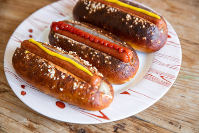 Hot Dogs with Pretzel Buns