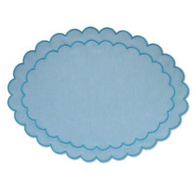 Teal Scalloped Placemat Sage Scalloped Dinner Linens Set Chefanie 