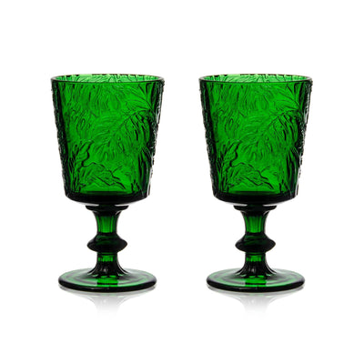 Green Embossed Stem Glasses (2) Chefanie 