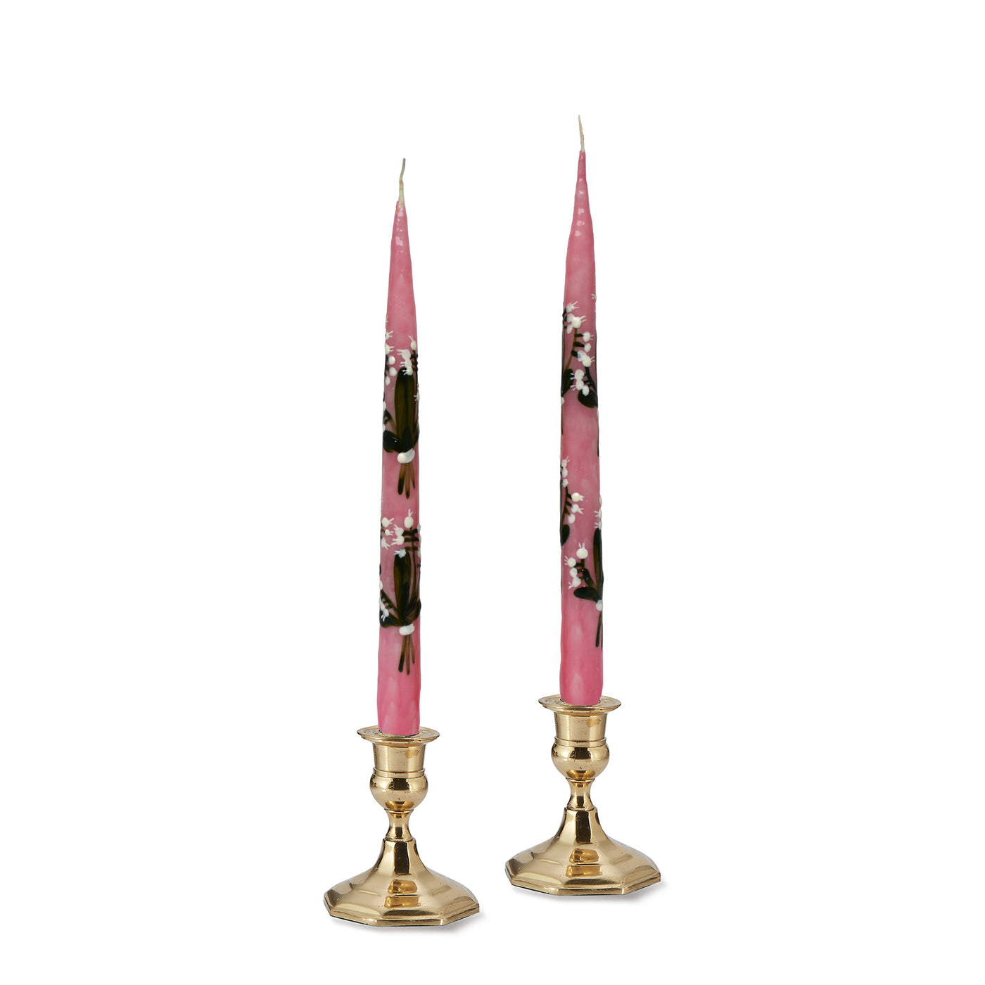 Lily of the Valley Painted Tapers (2) Blue chintz Chefanie 