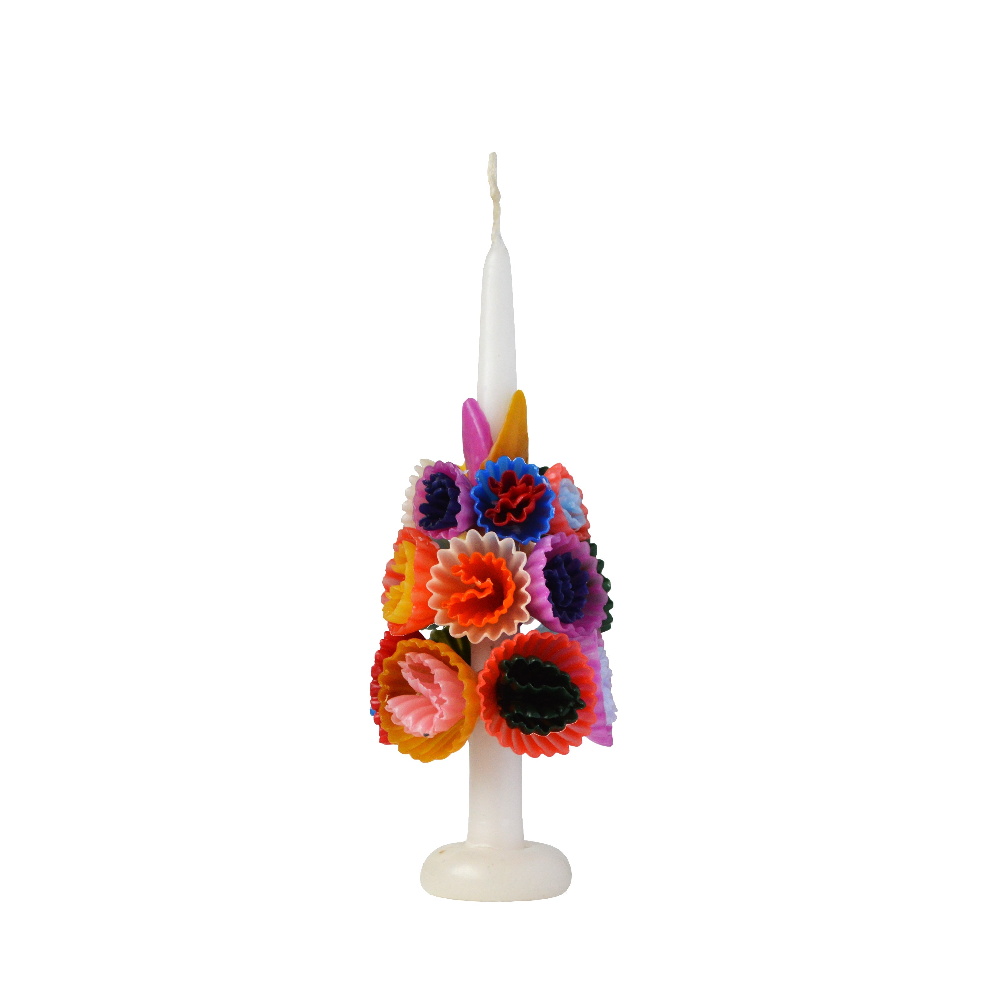 Medium Multicolored Flower Candle