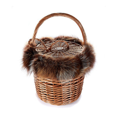 Basket with Recycled Fox Fur Basket Chefanie 