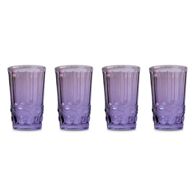Purple Highball Glasses (4) Psychedelic 60s Easter Table Decor Chefanie 