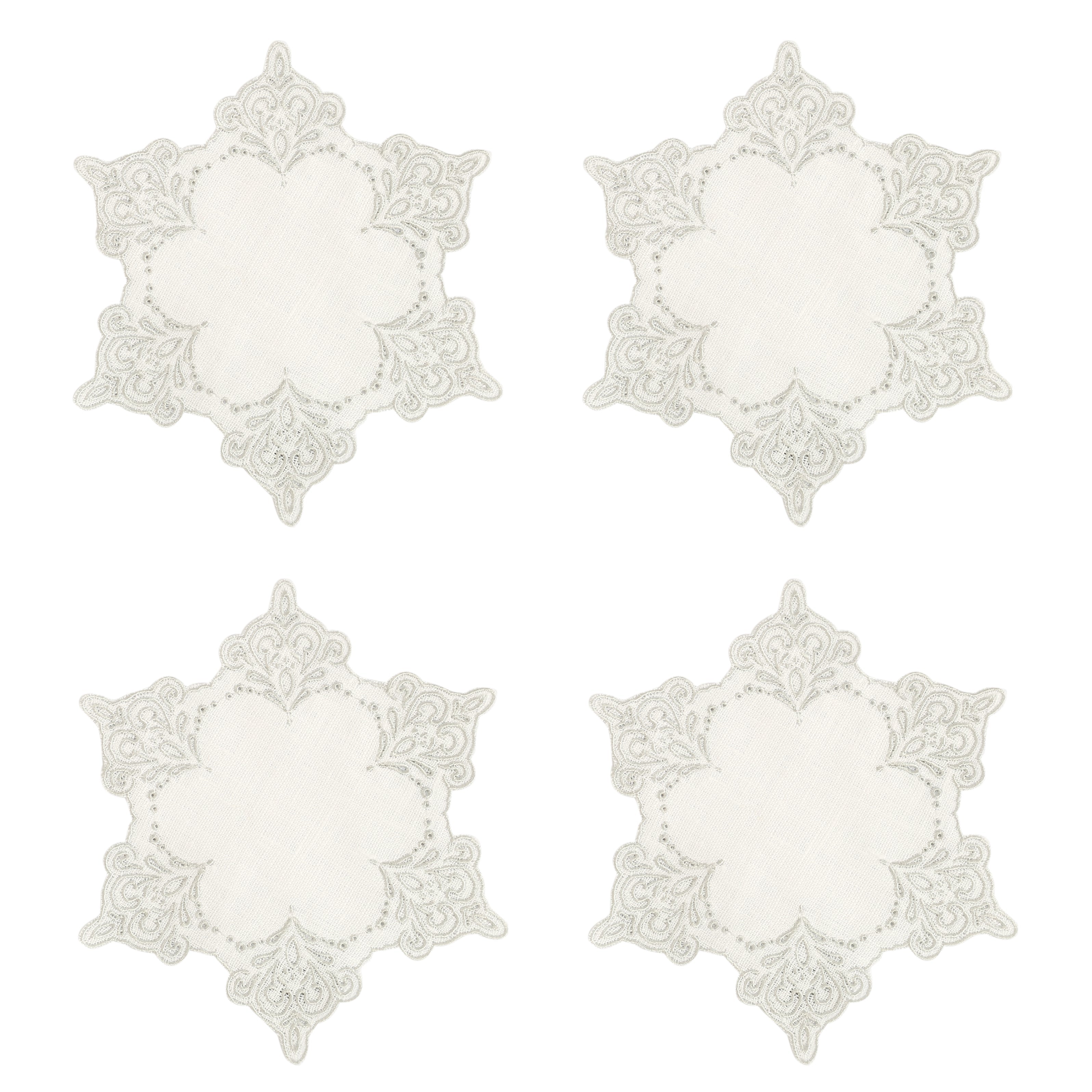 Snowflake White Cocktail Napkin Set (4)