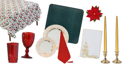 Red, Green, and Gold Tableware for Christmas