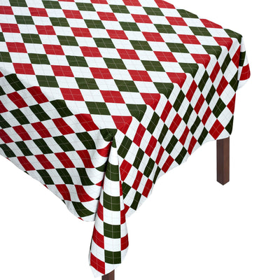 Argyle Tablecloth Christmas clovered red green and white tableware Chefanie 