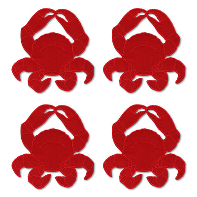 Crab Cocktail Napkins (4) red bow Chefanie 