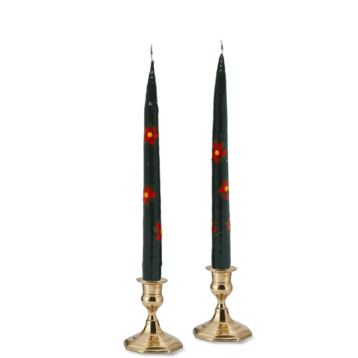 Poinsettia Painted Tapers (2) Christmas Trumpet Chefanie 
