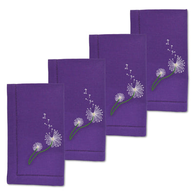 Dandelion Dinner Napkins (4) Spring Botanical Embroidered Table Linens Chefanie 