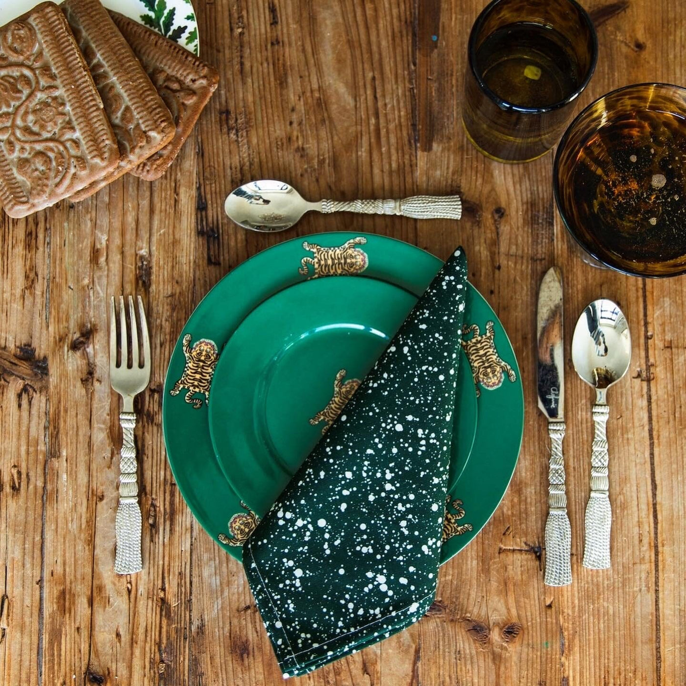 Green Splatter Napkins (4) Jackson Pollack Splatter inspired tableware Chefanie 