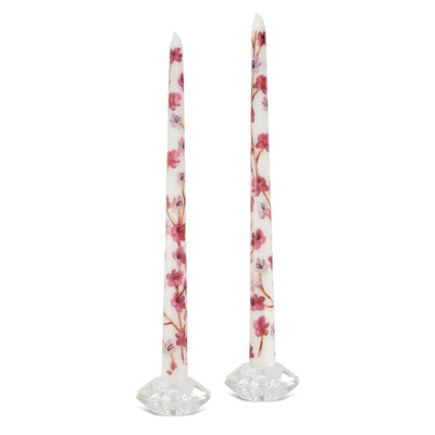 Cherry Blossom Tapers (2) Cherry Blossom Inspired Pink and white home decor for table Chefanie 