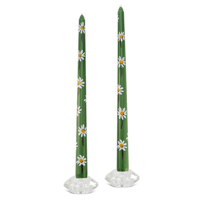 Crazy Daisy Patterned Tapers (2) Daisy Themed Elegant Table Decor Accessories Chefanie 