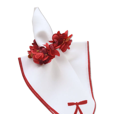 Red Petal Napkin Rings (4) red splatter tableware for valentine's Christmas and July 4 Chefanie 