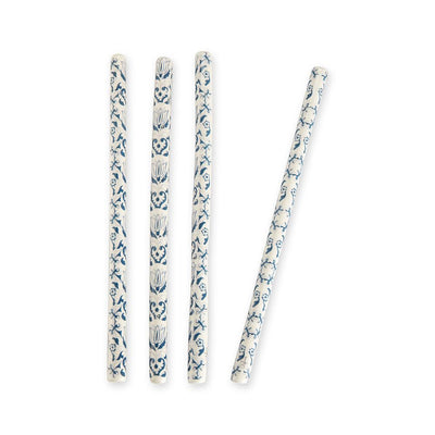 Blue & White Ceramic Straws, Set of 4 Chefanie 