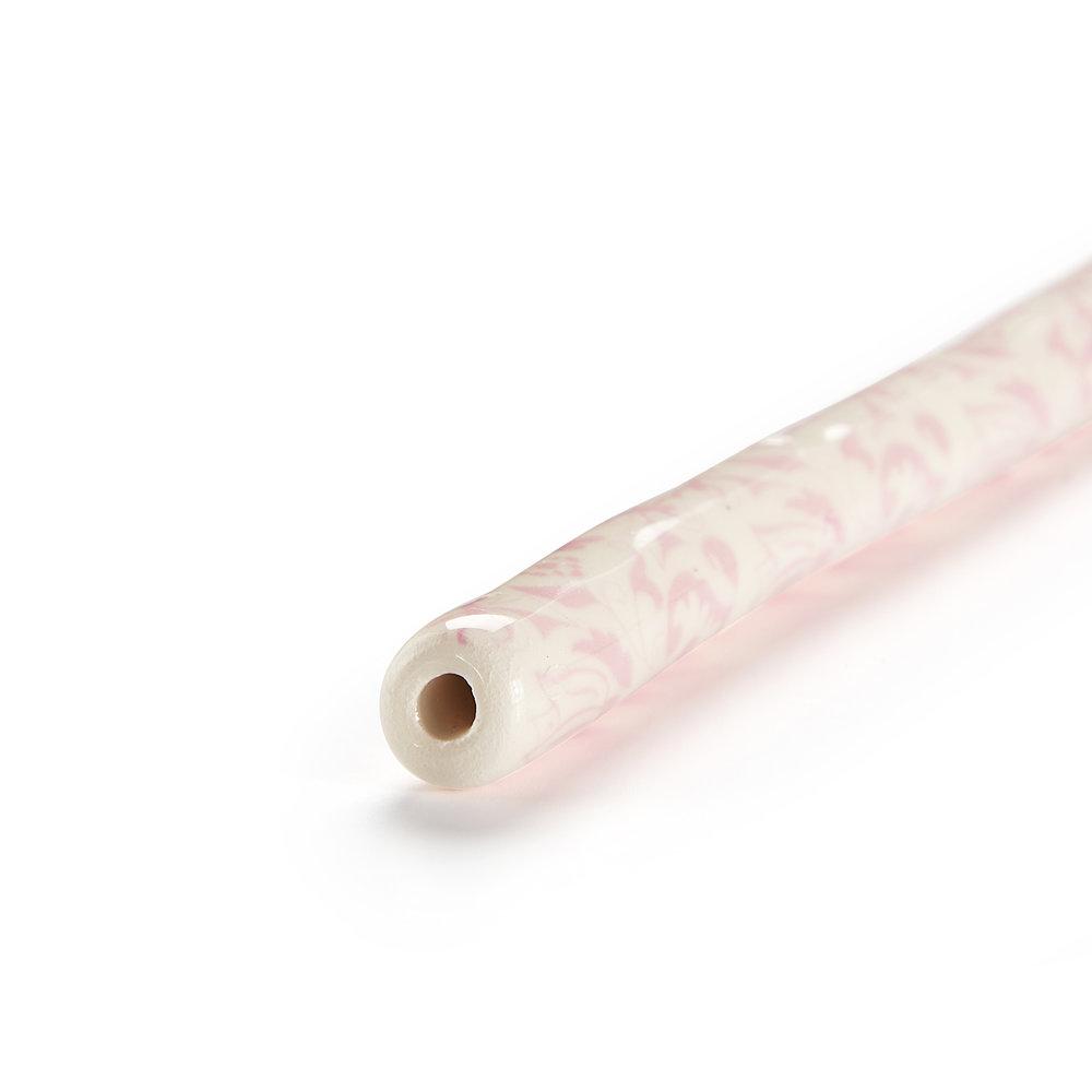 Pink & White Ceramic Straws, Set of 4 Chefanie 