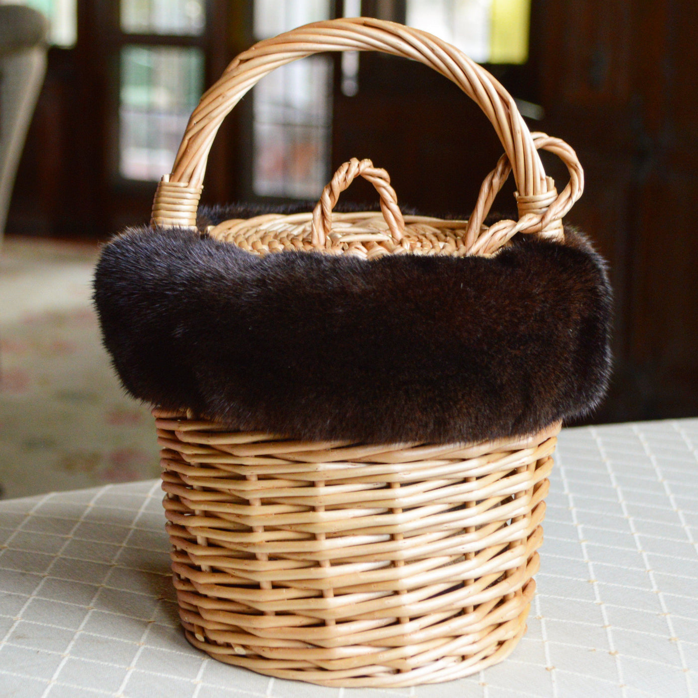 Mini Basket with Recycled Chocolate Mink Chefanie 