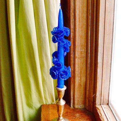 Blue Flower Candle Chefanie 