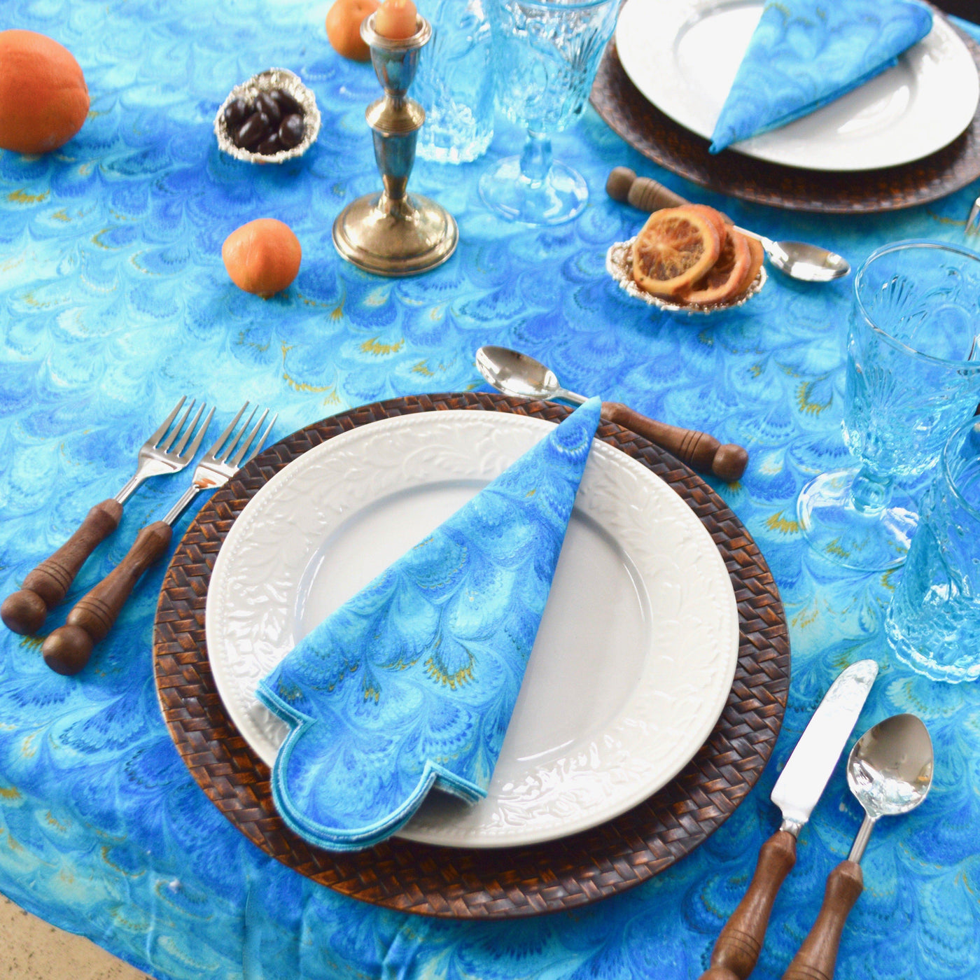 Blue Marble Tablecloth Chefanie 