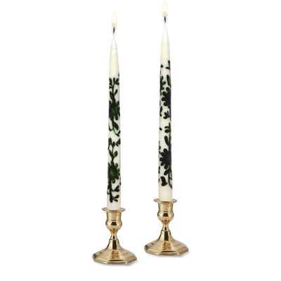 Green Chinoiserie Painted Tapers (2) Green Leaf Chefanie 
