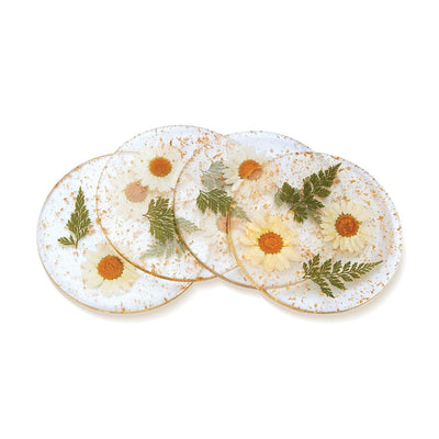Pressed Flower Coasters (4) Multicolored Chefanie 