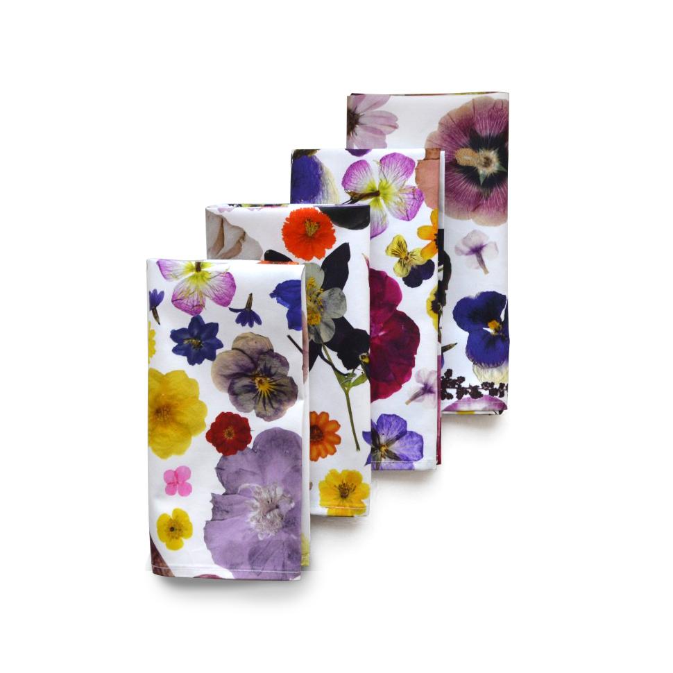 Pressed Flower Napkins (4) Multicolored Chefanie 