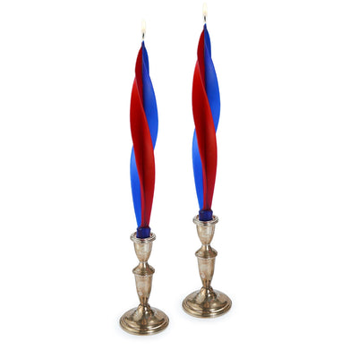 Patriotic Feather Candles (2) White Stripe Chefanie 