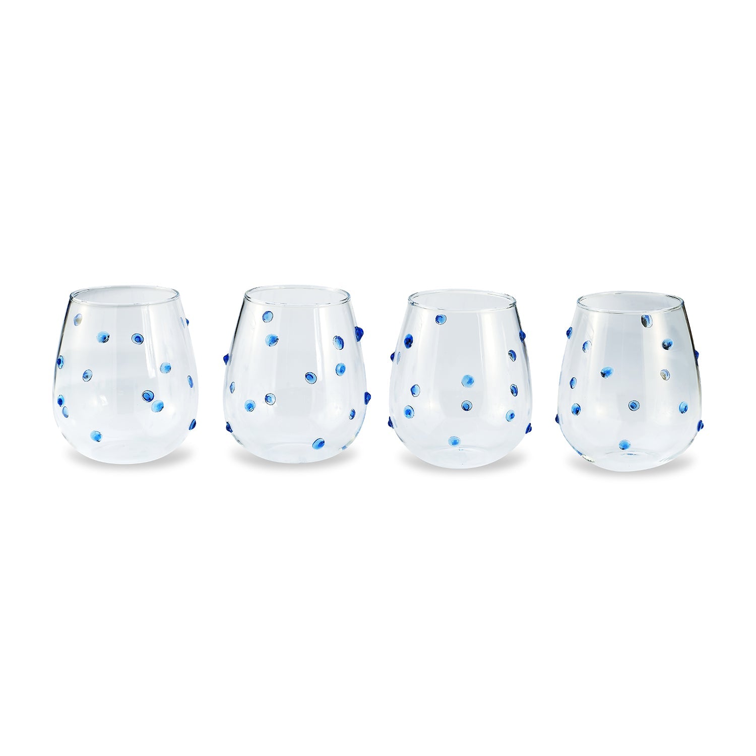 Stemless Blue Dot Glasses (4)