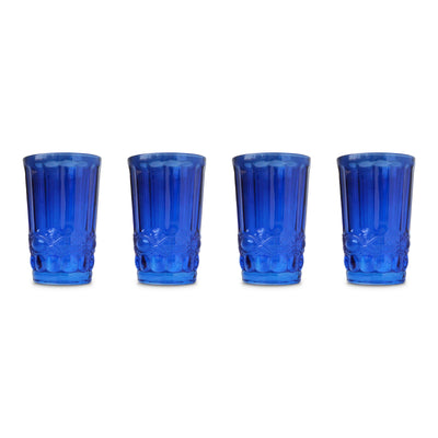 Blue Highball Glasses (4) Blue & White Chefanie 