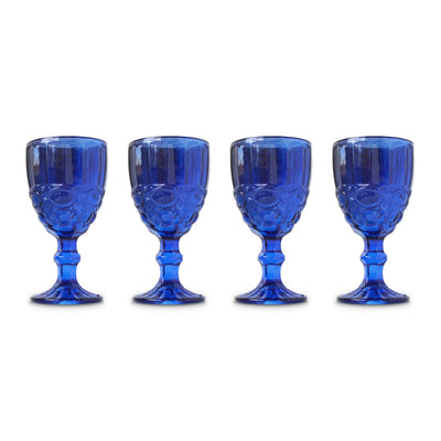 Blue Stem Glasses (4) Blue & White Chefanie 