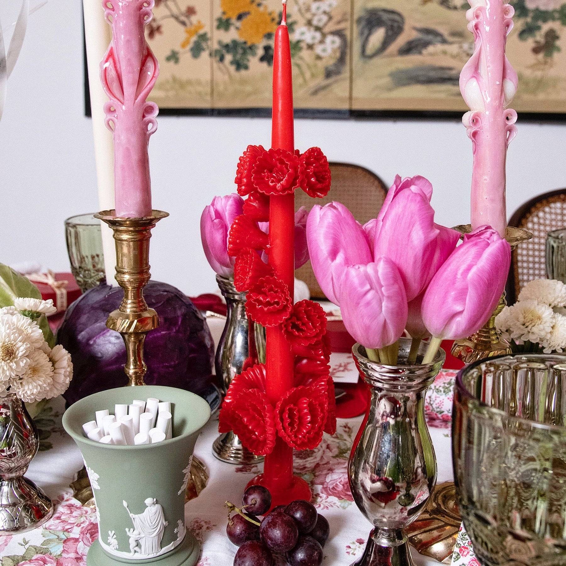 Medium Multicolored Flower Candle – Chefanie