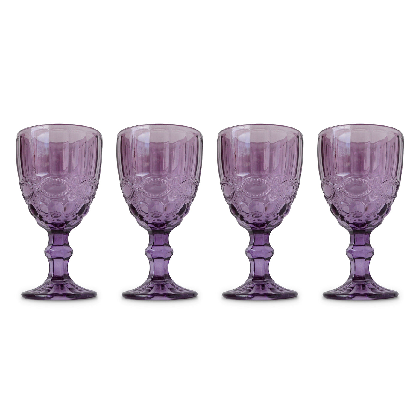 Purple Stem Glasses (4) Psychedelic 60s Easter Table Decor Chefanie 